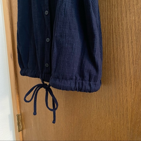 LOFT • Navy Blue Square Neckline Faux Button Top M - Picture 12 of 14